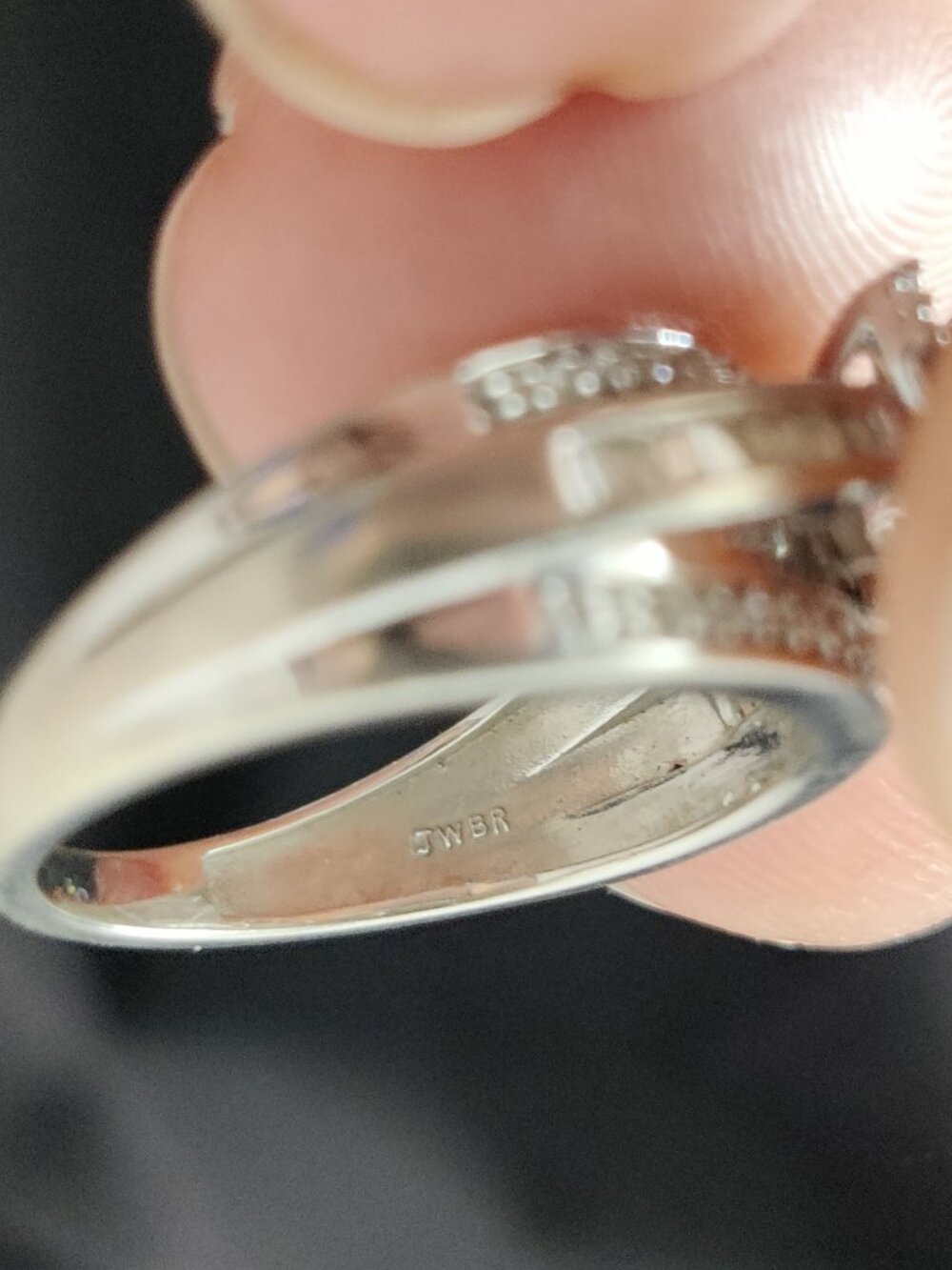 10k White Gold Princess Baguette Diamond Cluster Engagement Wedding Ring Size 7 - Picture 7 of 8